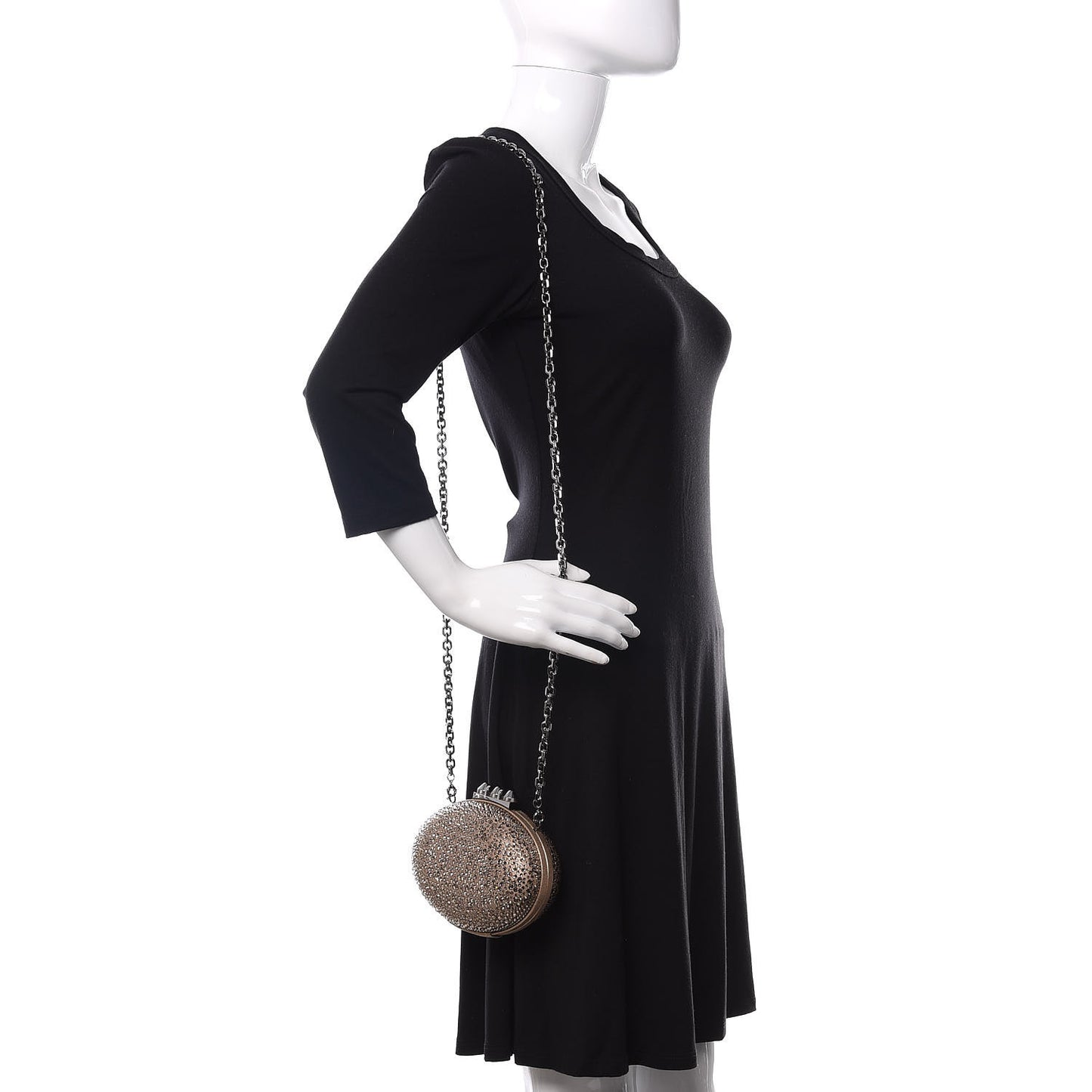 Metallic Suede Burma Strass Mina Chain Clutch Lichen