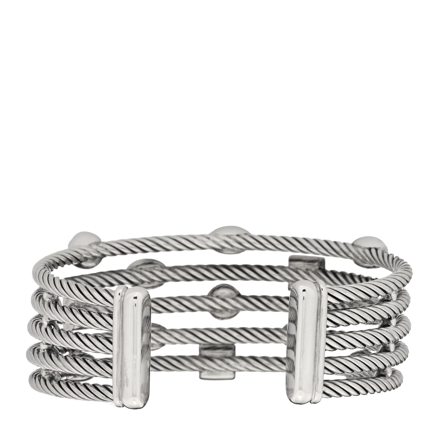 David Yurman Sterling Silver Garnet Iolite Amethyst Pink Tourmaline Confetti Five Row Bracelet 3 of 4