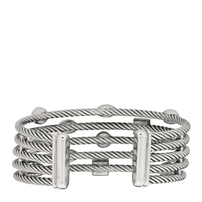 David Yurman Sterling Silver Garnet Iolite Amethyst Pink Tourmaline Confetti Five Row Bracelet 3 of 4