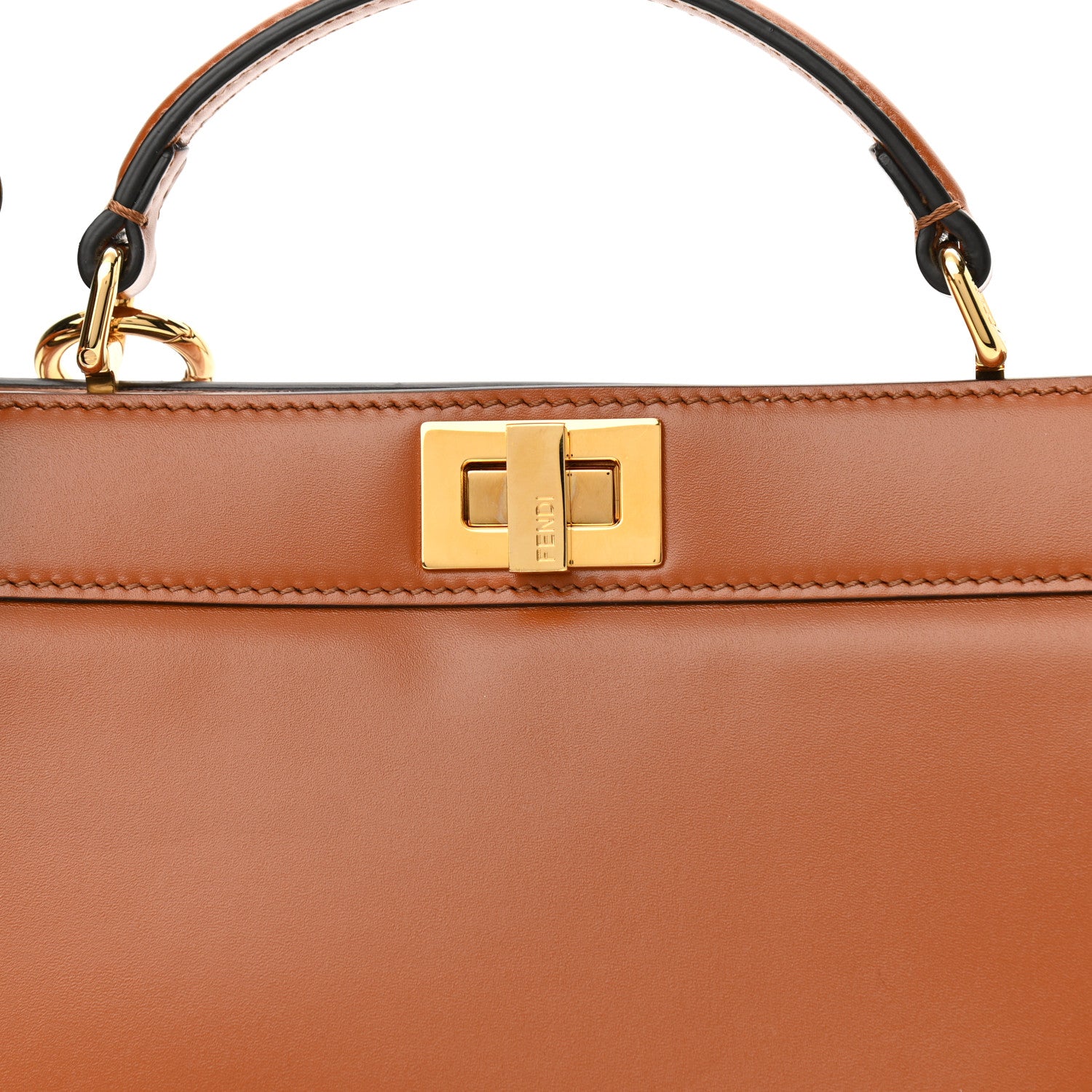 Fendi Vitello King Luxor Shiny Nappa Medium Peekaboo I SEE U East West Satchel Brandy Light Rose 8 of 10