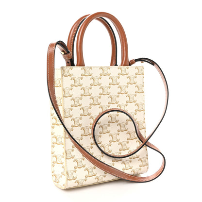 Celine Triomphe Canvas Calfskin Mini Vertical Cabas White 3 of 8