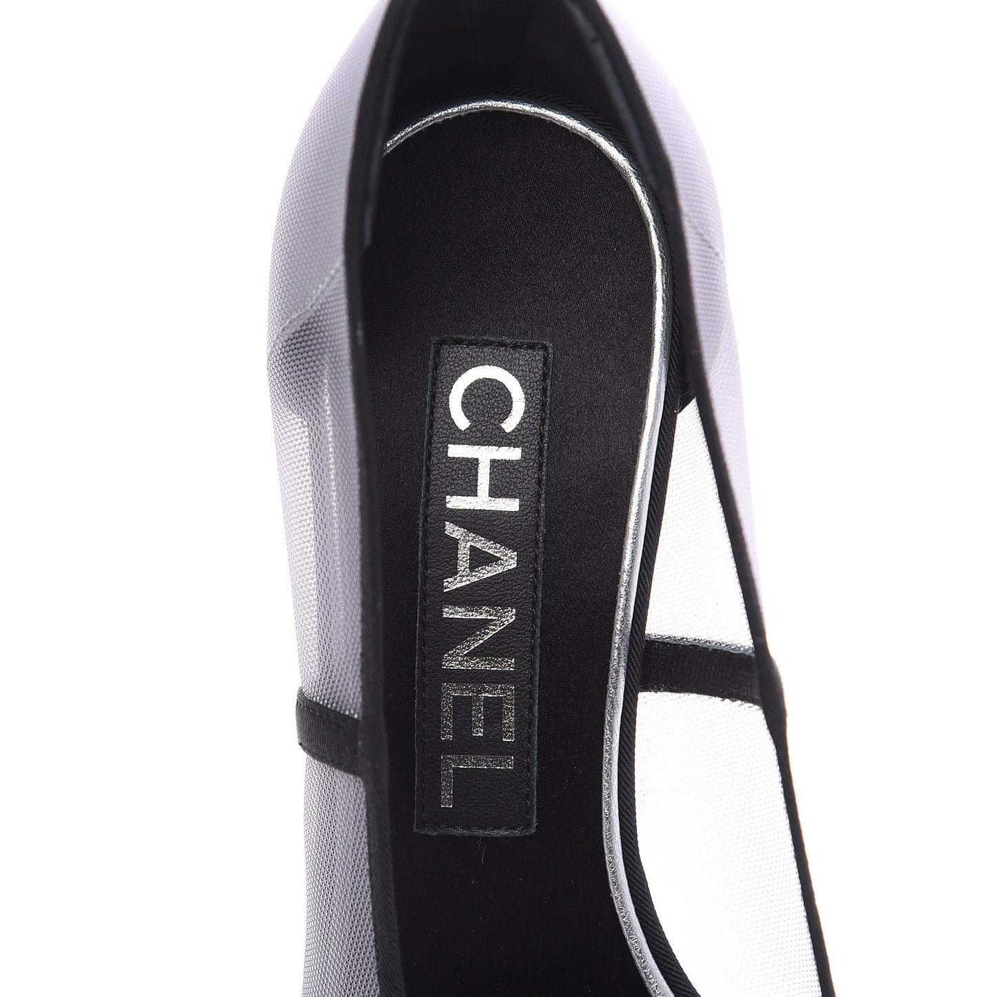 Mesh Grosgrain Camellia Pumps 35 Grey Black