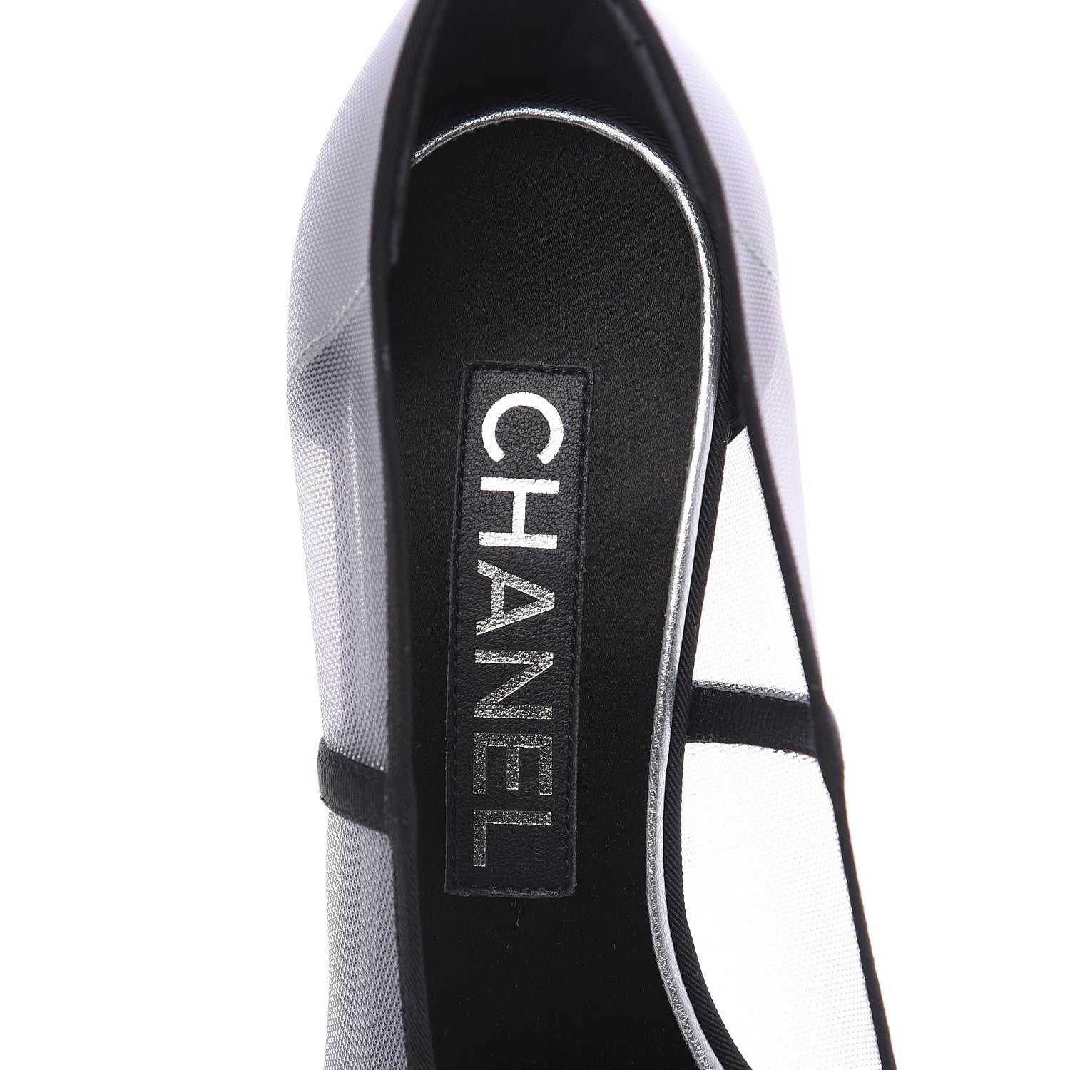 Chanel Mesh Grosgrain Camellia Pumps 35 Grey Black 6 of 8