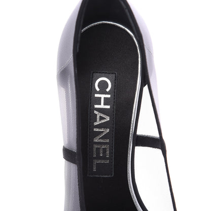 Chanel Mesh Grosgrain Camellia Pumps 35 Grey Black 6 of 8