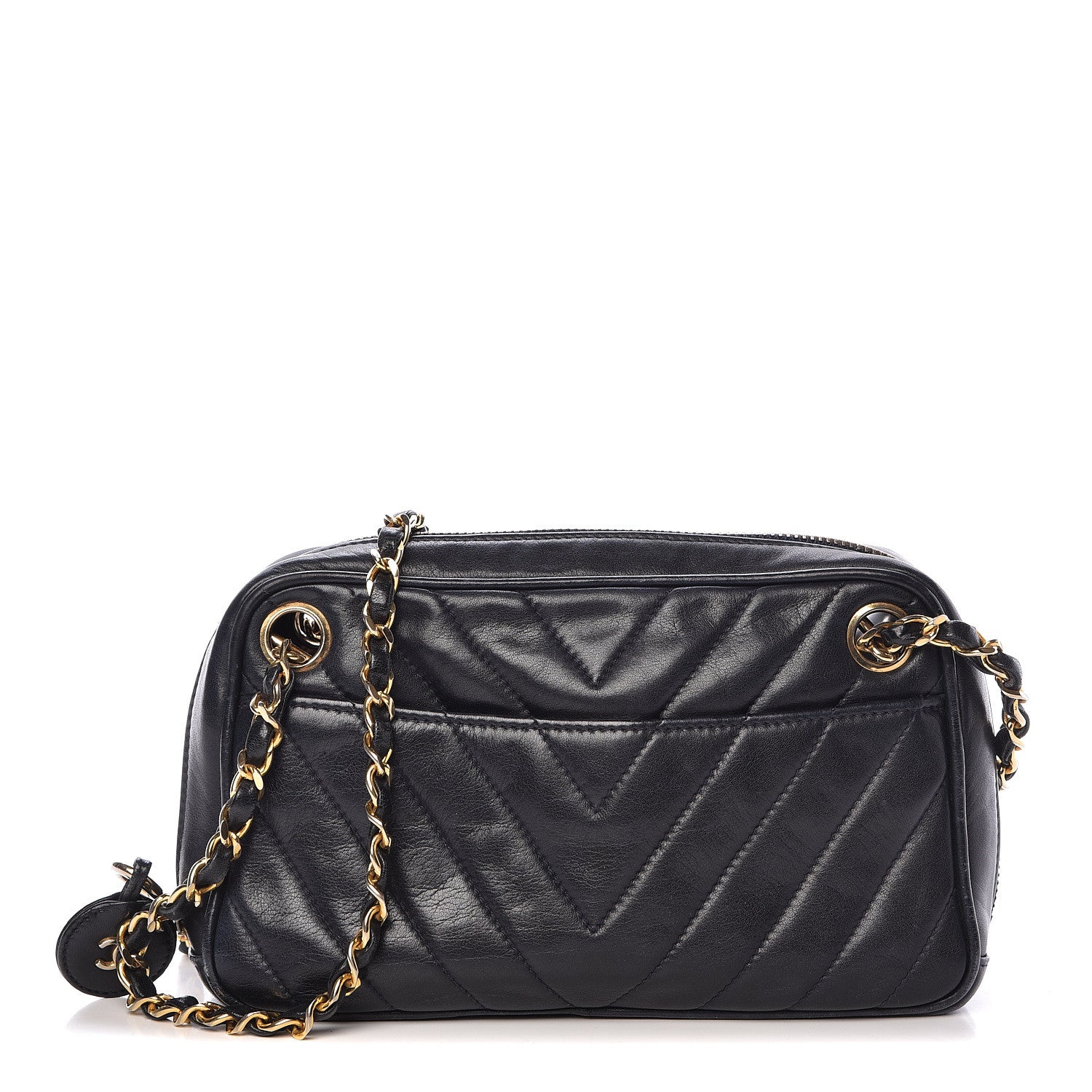 Chanel Lambskin Chevron Quilted Small Camera Case Black 1 of 18