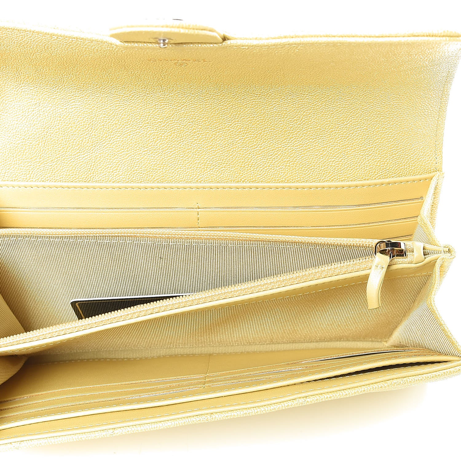 Chanel Iridescent Caviar Quilted Long Gusset Flap Wallet Yellow 5 of 9