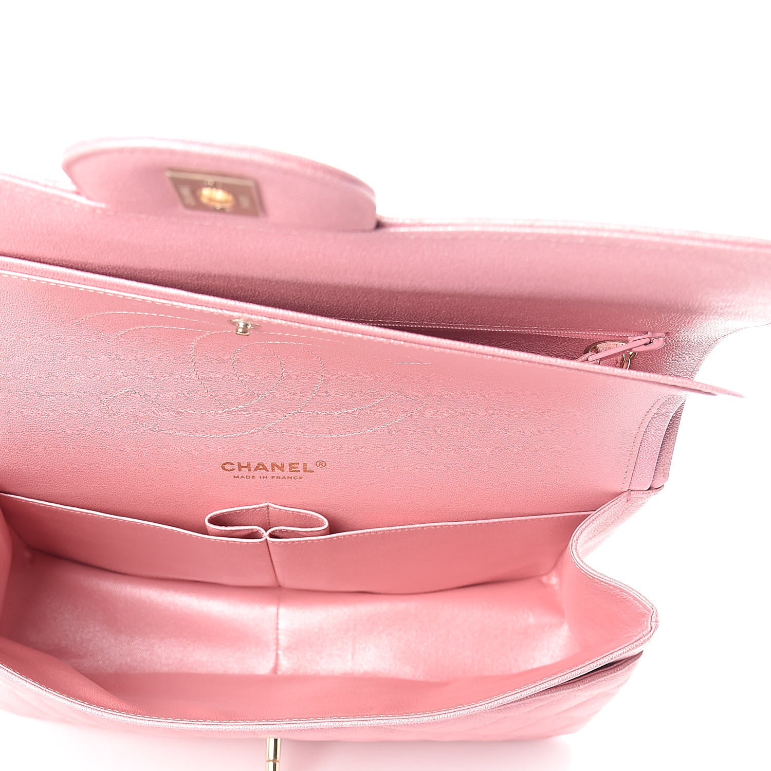 Chanel Iridescent Caviar Quilted Jumbo Double Flap Rose Pink 5 of 9