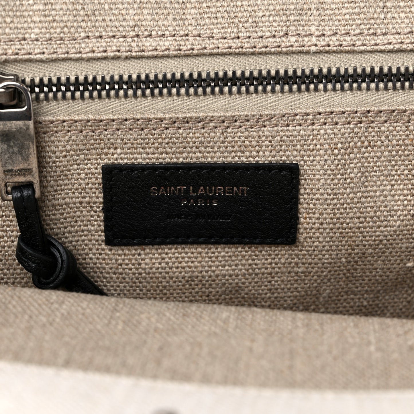 Linen Calfskin Rive Gauche Tote Optic White