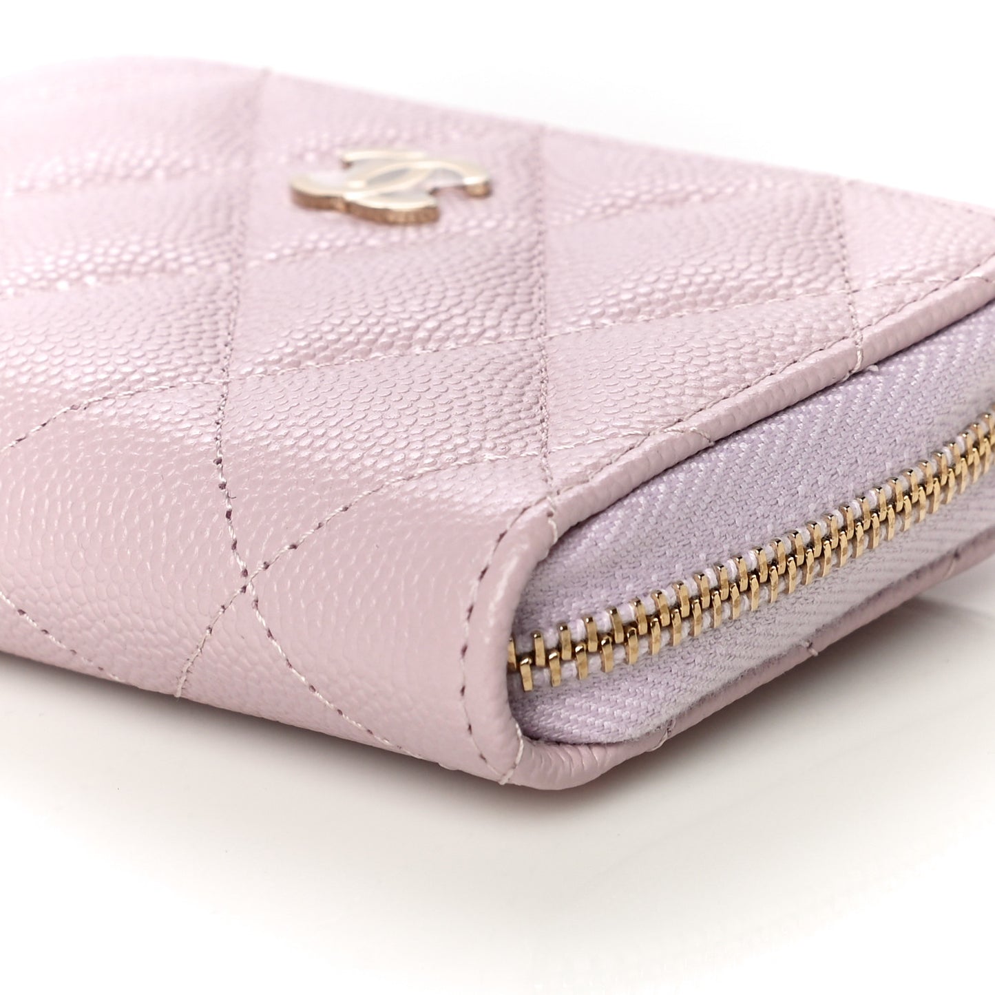 Caviar Quilted Zip Coin Purse Light Pink