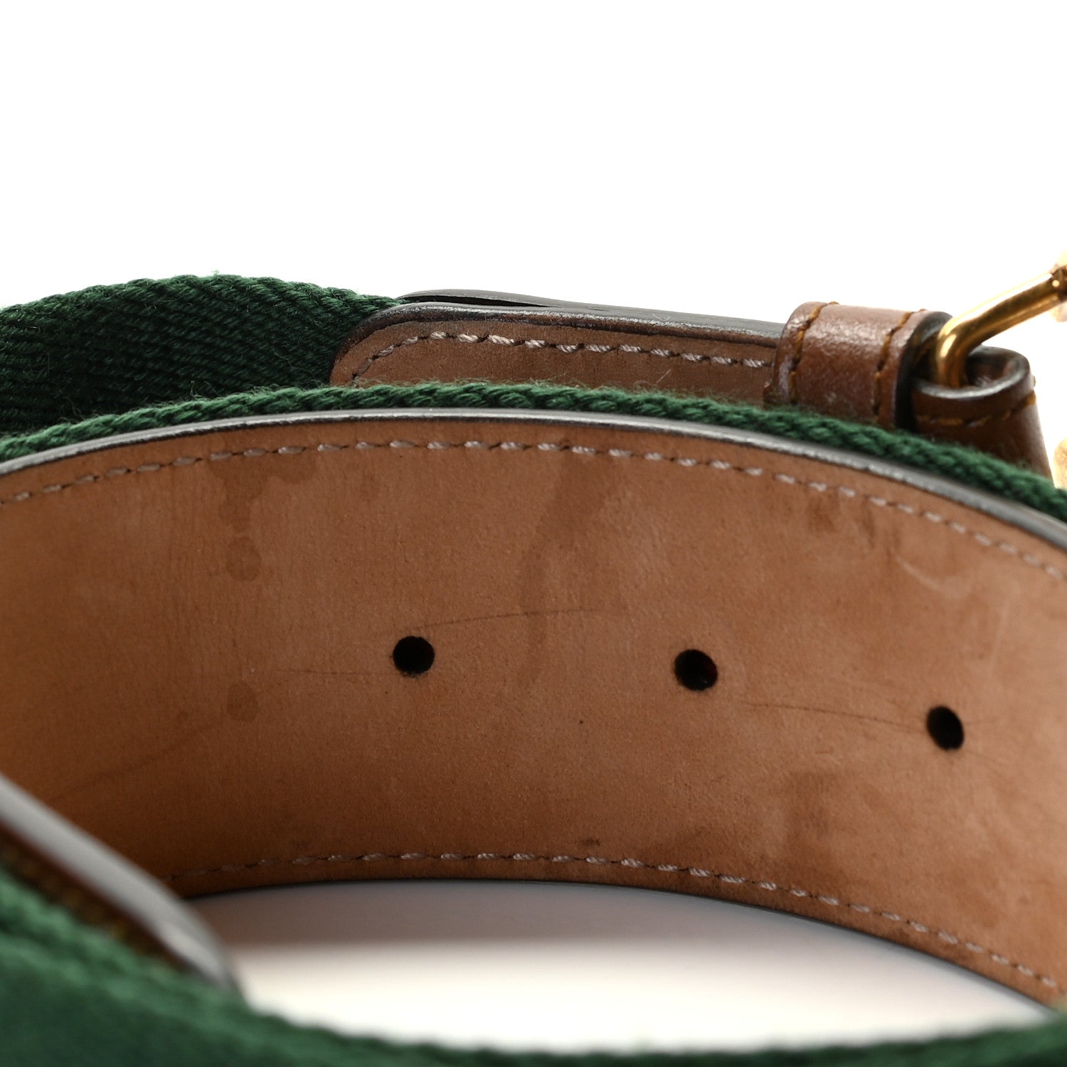 Gucci Nylon Calfskin Double G Web 40mm Belt 90 36 Green Red Cuir 3 of 4
