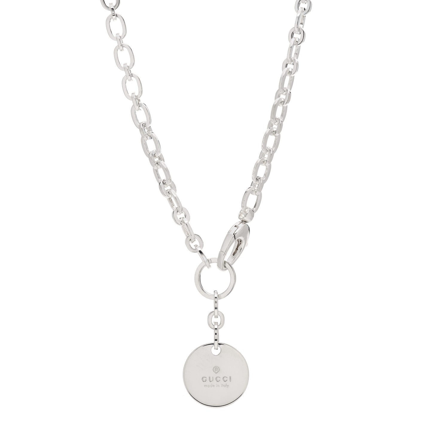 Sterling Silver Round Logo Pendant Necklace