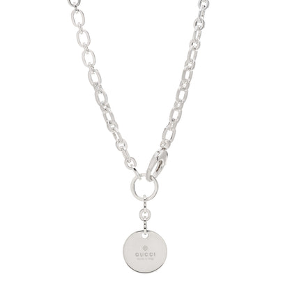 Gucci Sterling Silver Round Logo Pendant Necklace 1 of 5
