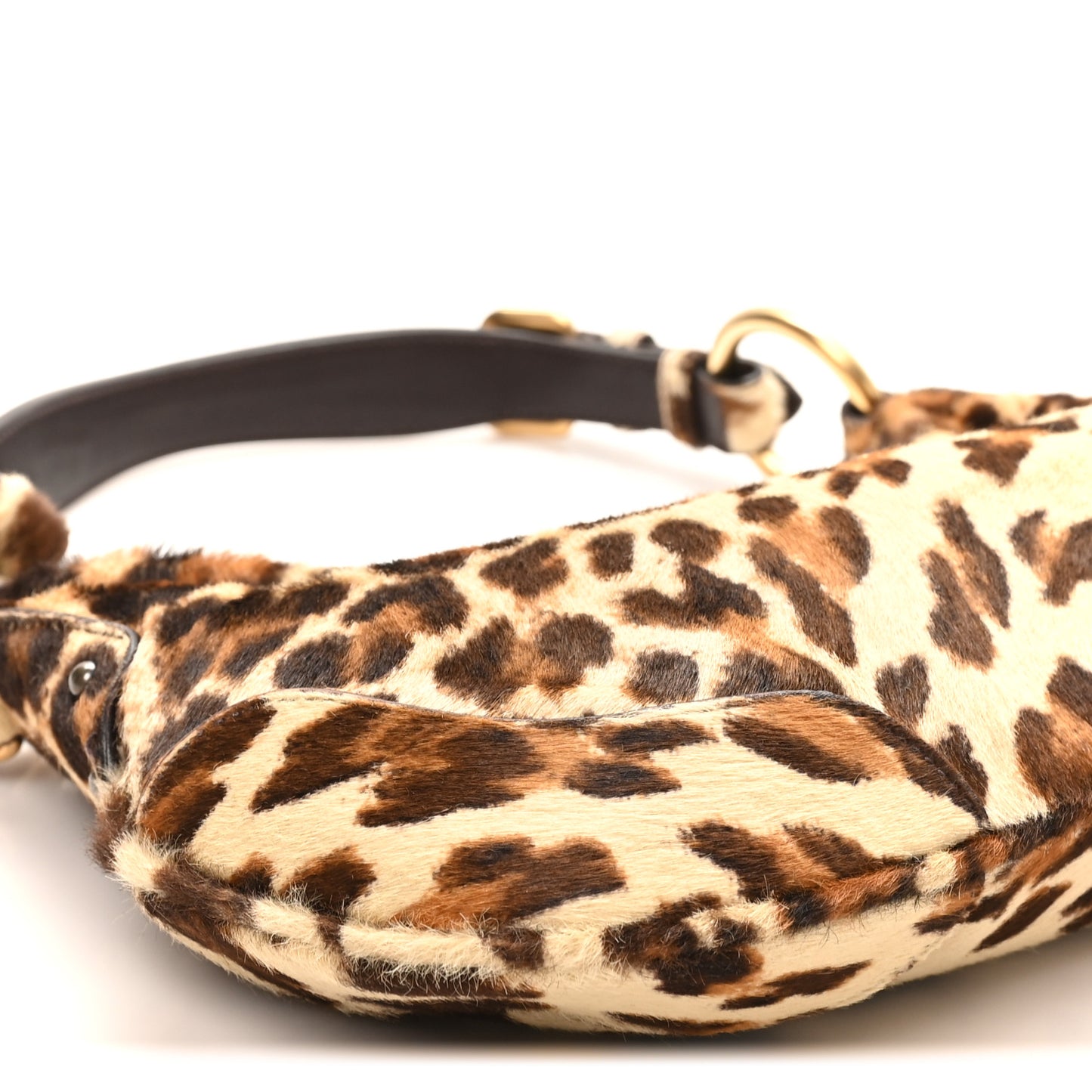 Calf Hair Leopard Print Shoulder Bag Avorio