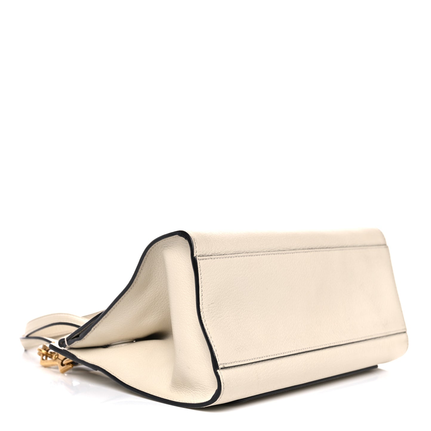 Grained Calfskin Web Stripe Butterfly Medium Totem Top Handle Bag White
