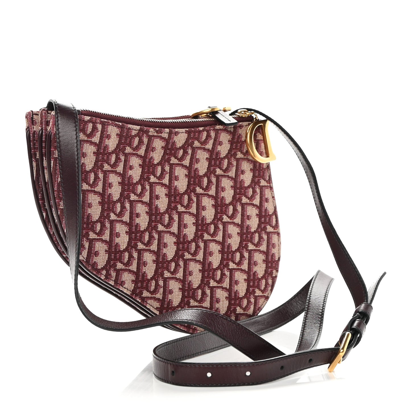 Oblique Saddle Pouch With Strap Burgundy