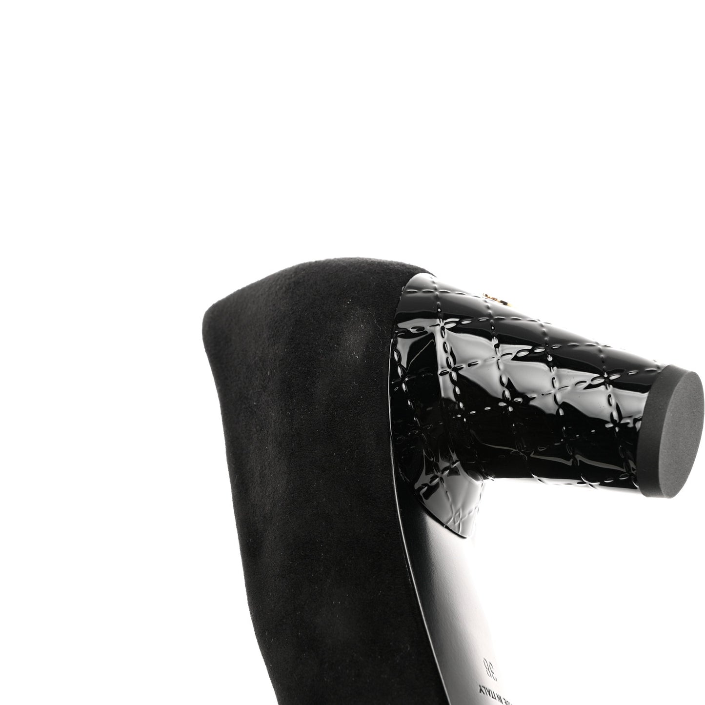 Kid Suede Patent Calfskin Cap Toe CC Pumps 38 Black