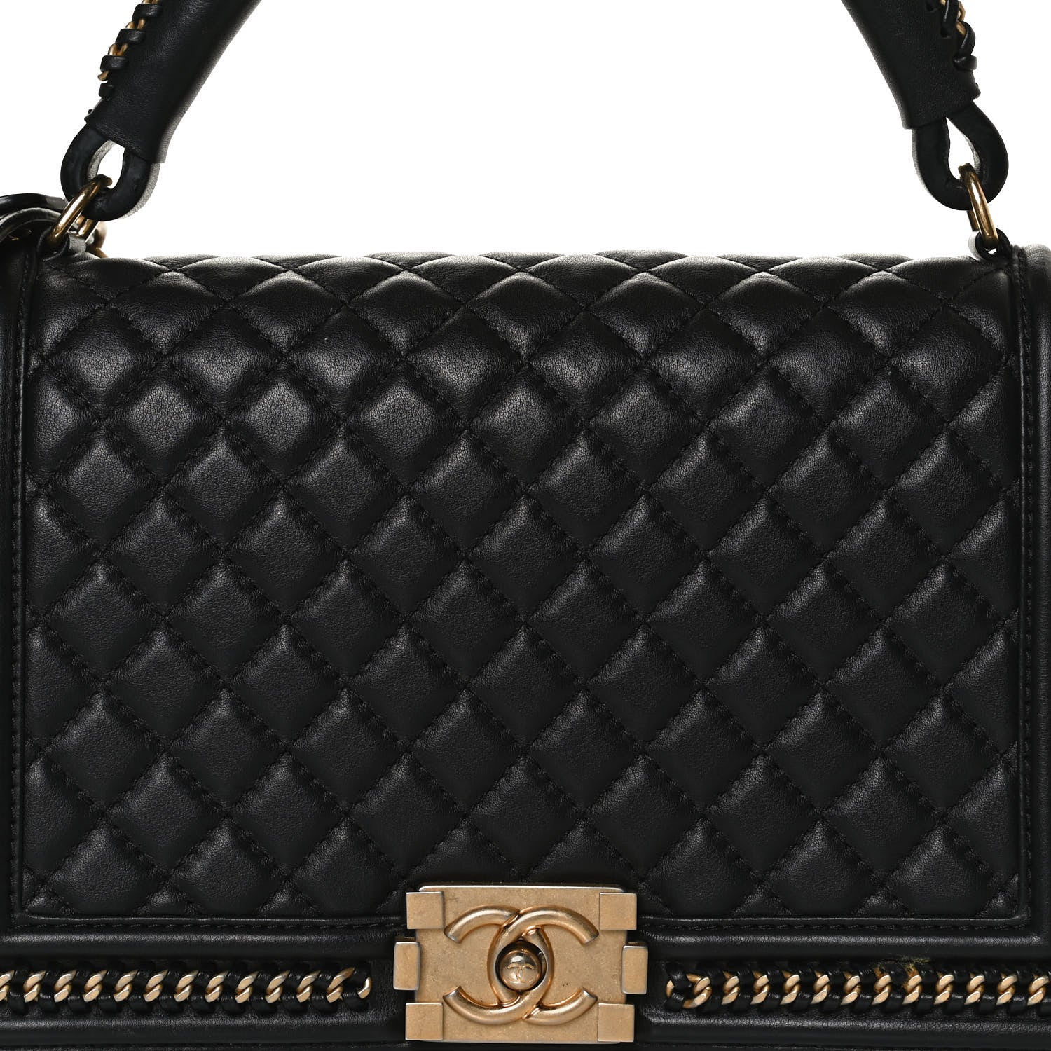 Chanel Calfskin Quilted New Medium Boy Top Handle Flap Black 8 of 16