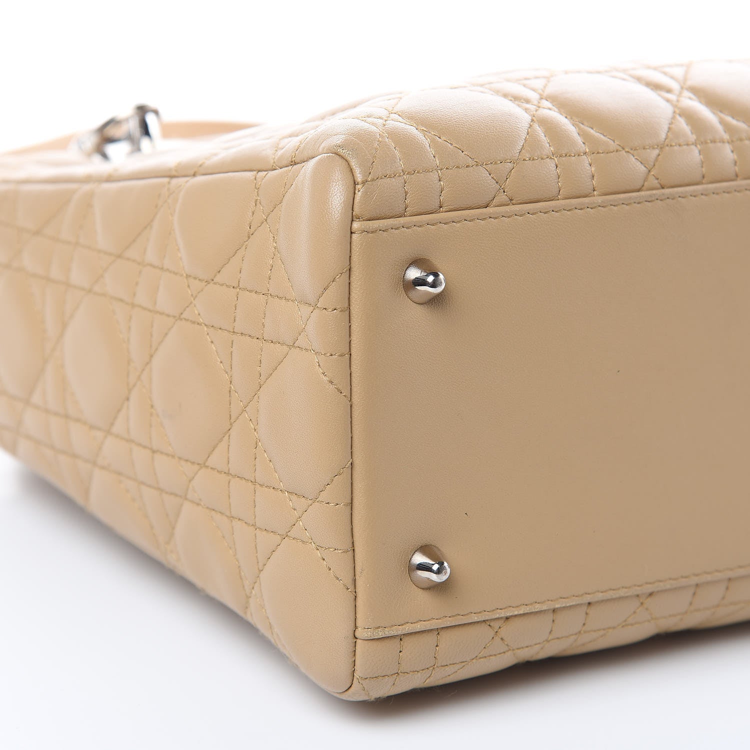 Christian Dior Lambskin Cannage Medium Lady Dior Beige 8 of 19