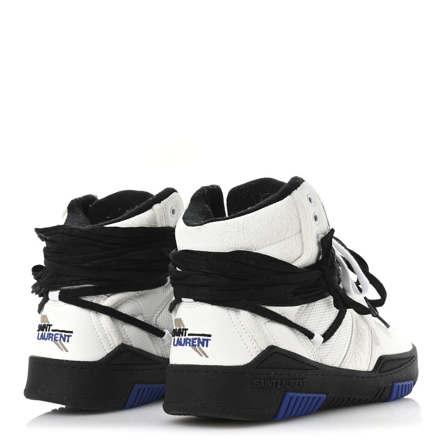 Saint Laurent Calfskin Smith High Top Sneakers 42 White Black 10 of 16