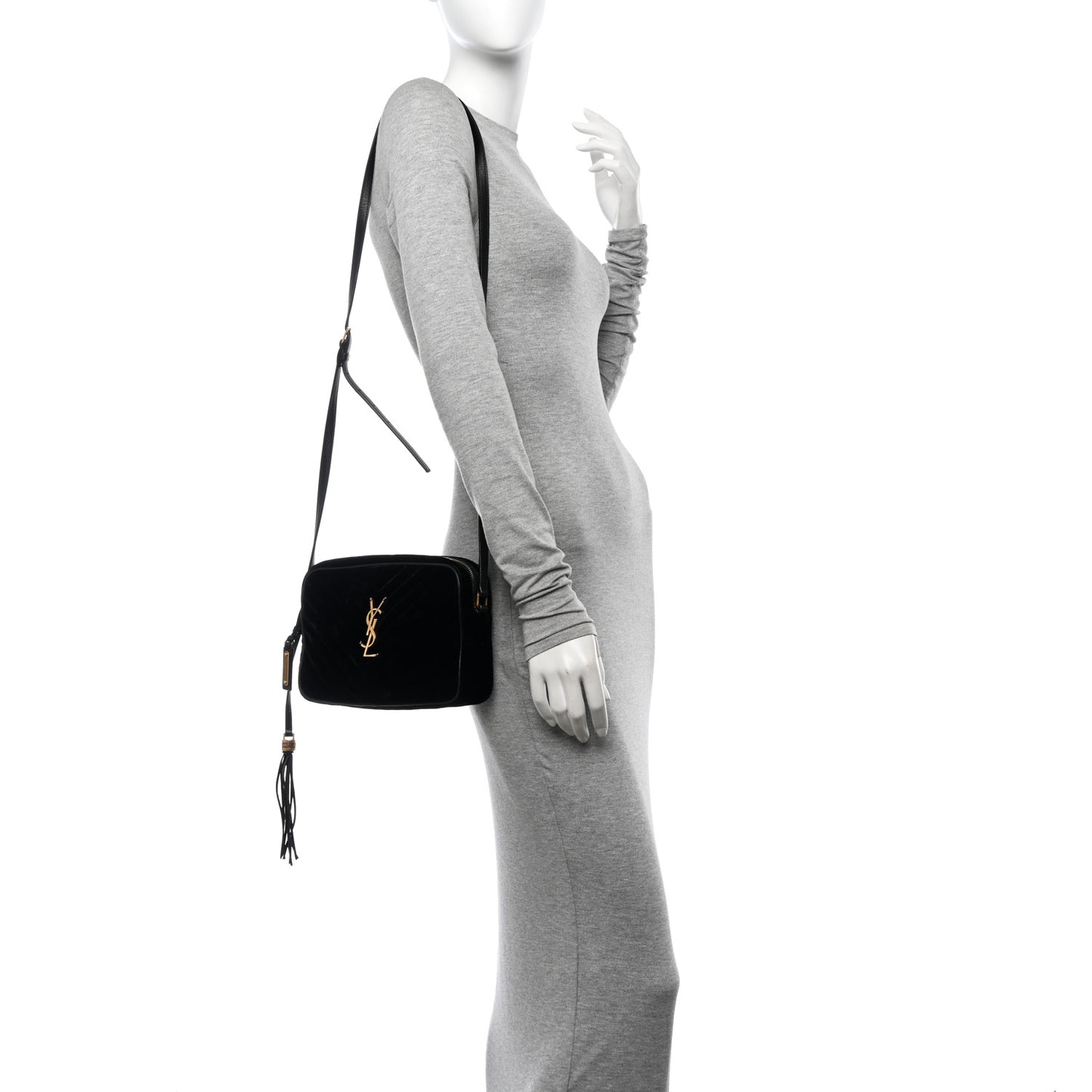 Velvet Matelasse Monogram Lou Camera Bag Black