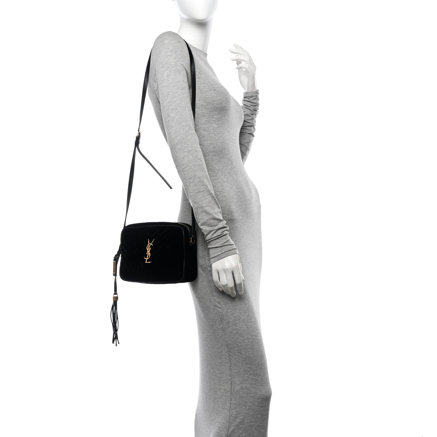 Saint Laurent Velvet Matelasse Monogram Lou Camera Bag Black 2 of 14