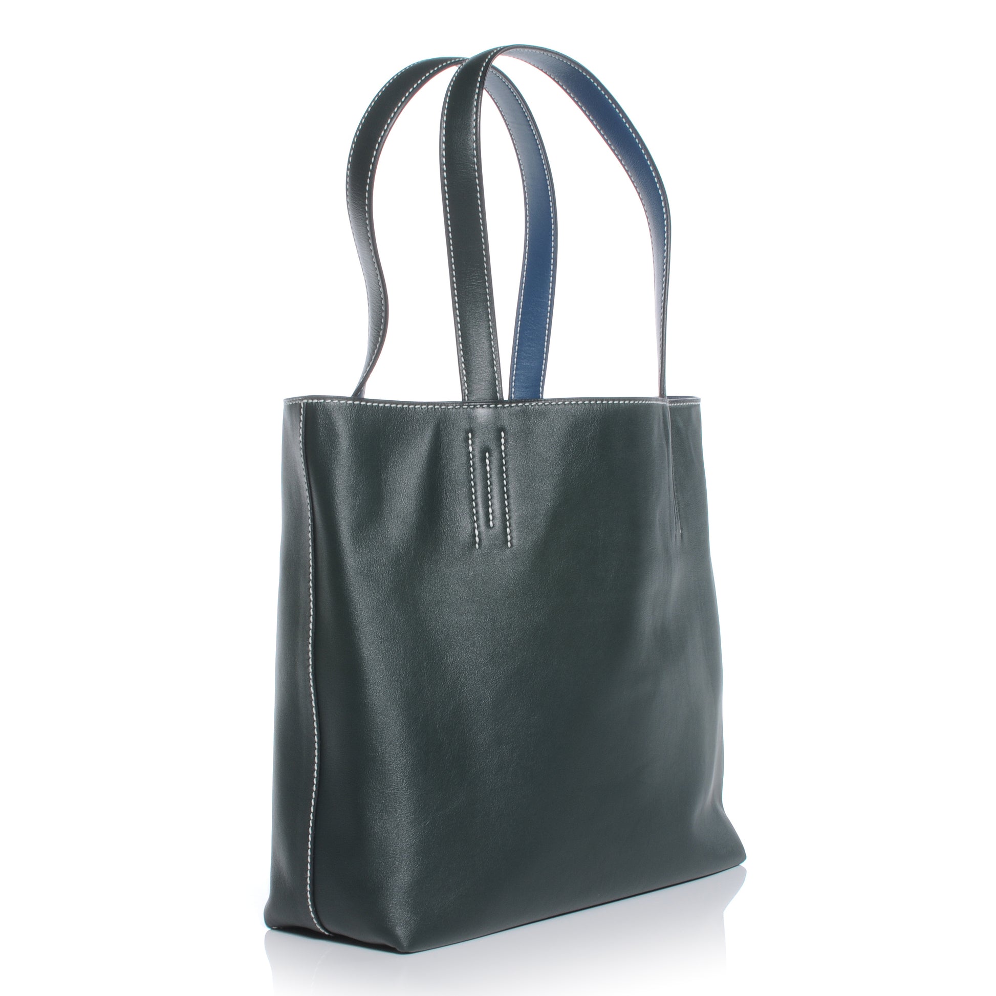 Hermes Sikkim Double Sens PM Reversible Bag Vert Fonce and Bleu Thalassa 4 of 7