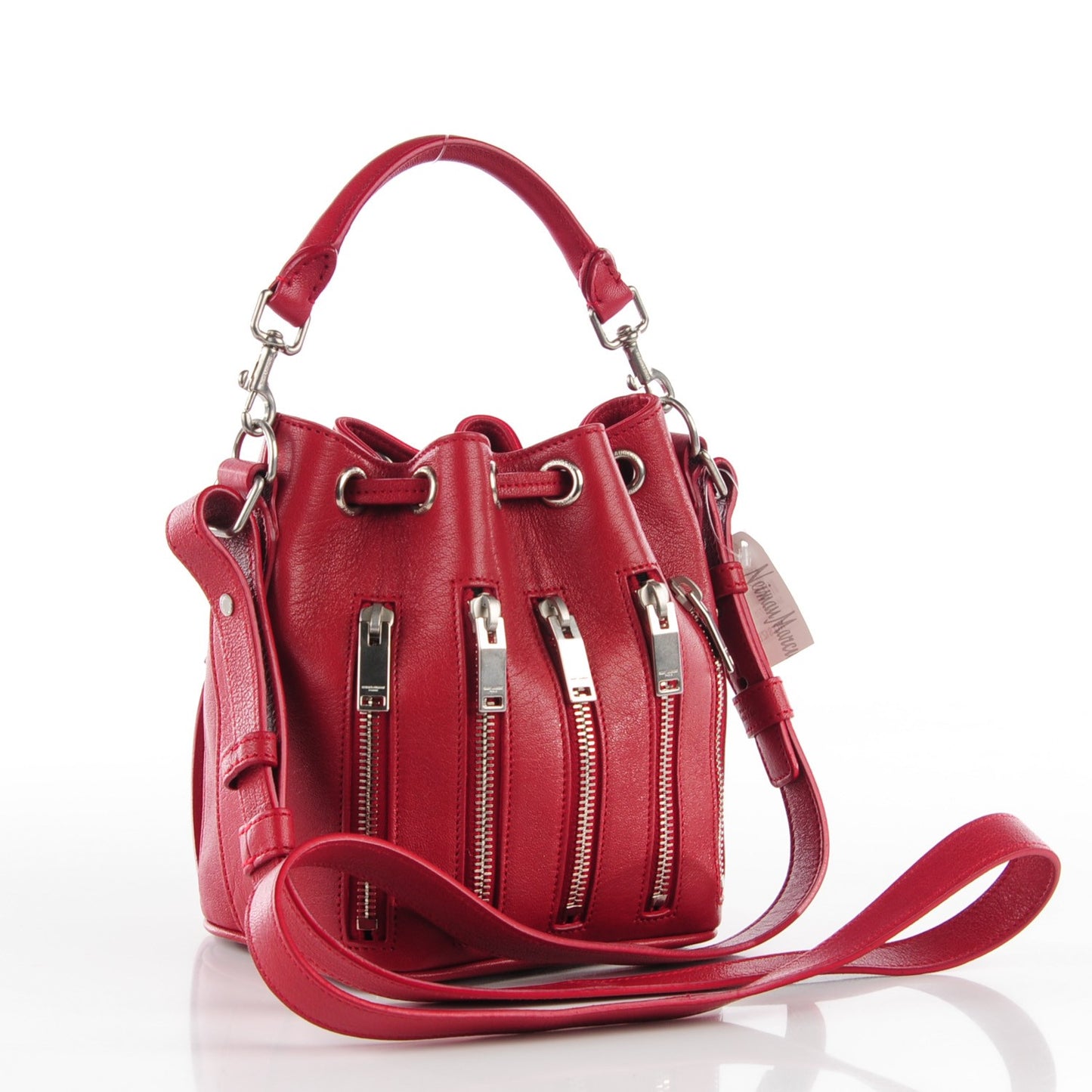 Sheepskin Small Emmanuelle Zip Bucket Bag Red
