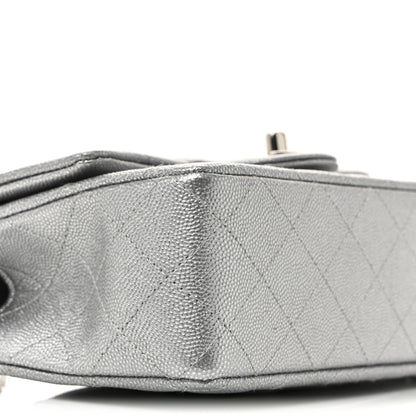 Chanel Metallic Caviar Quilted Mini Top Handle Rectangular Flap Silver 9 of 10