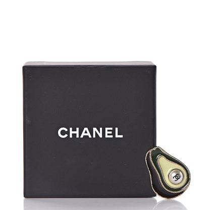 Chanel Resin Pearl CC Avocado Brooch Green Light Gold 7 of 7
