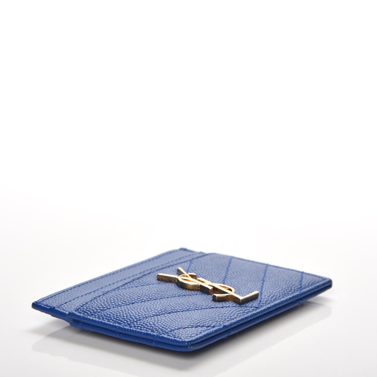 Grain De Poudre Matelasse Chevron Credit Monogram Card Case Blue Majorelle