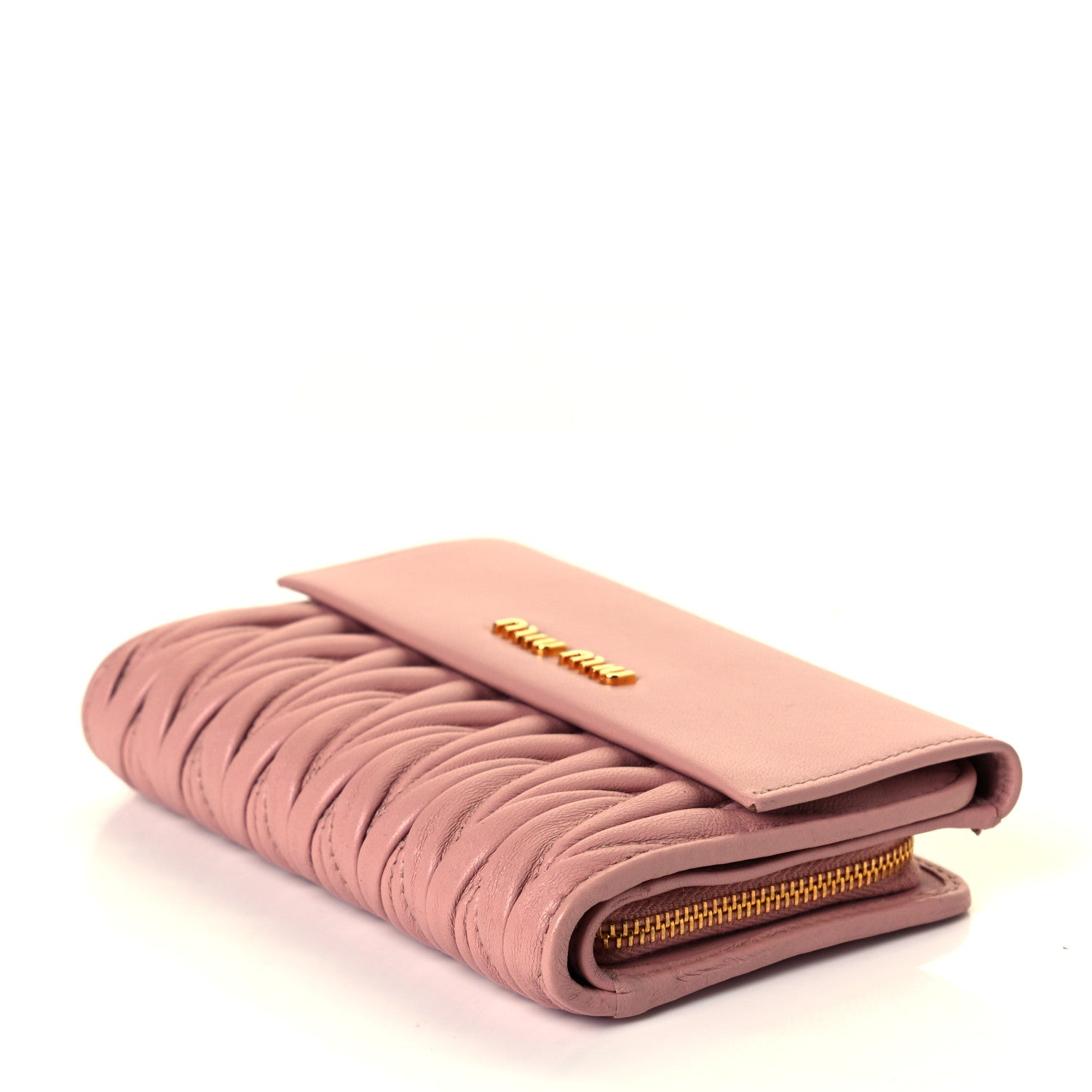 Miu Miu Nappa Matelasse Flap Tri-Fold Wallet Orchidea 4 of 7
