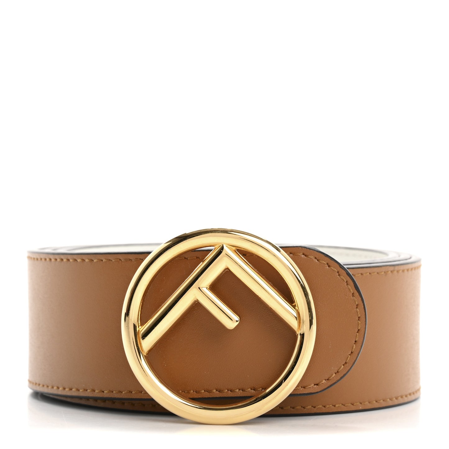 Vitello Liberty F is Fendi Bi-Color Reversible Belt  Caramello White