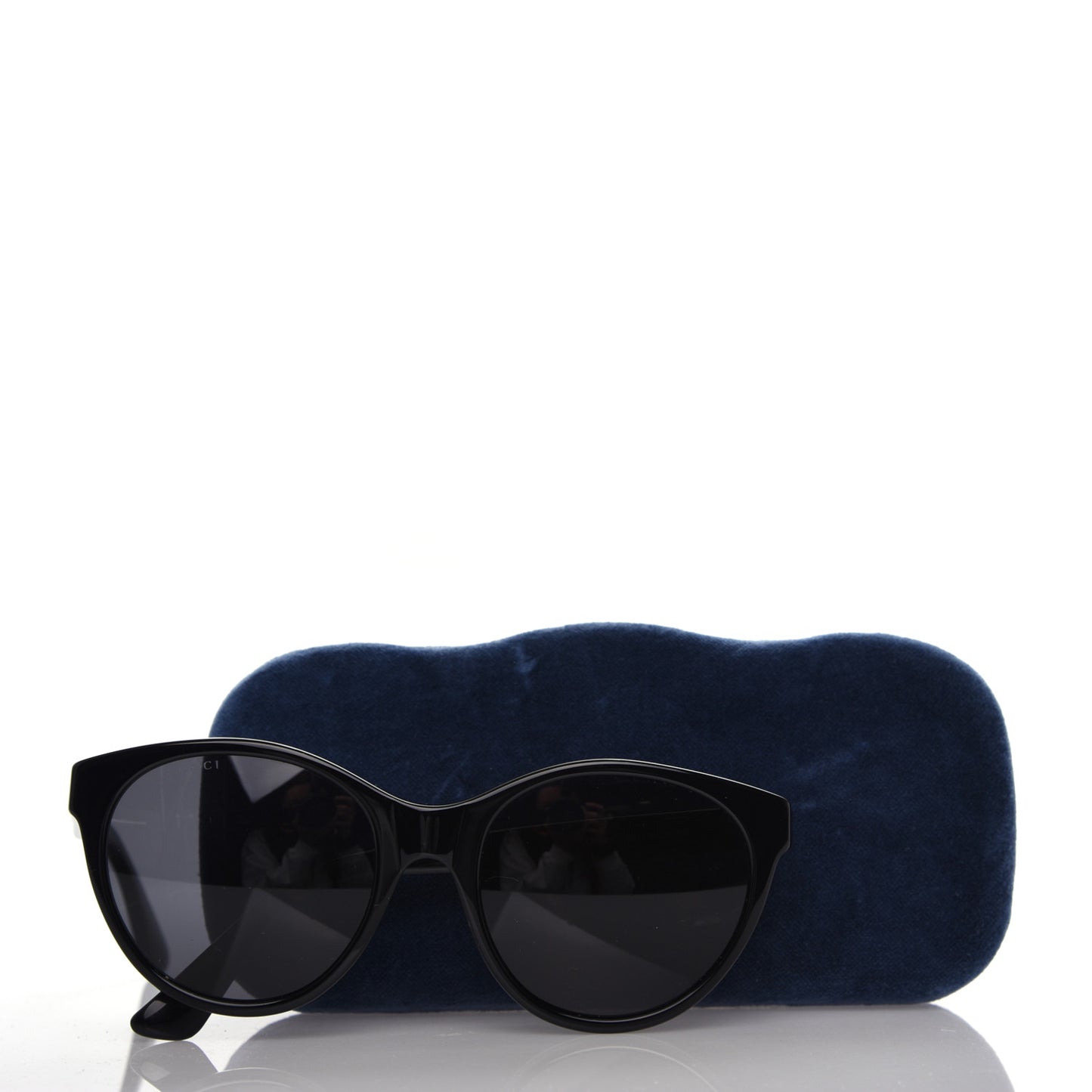 Round Frame Crystal Sunglasses GG 0419S Black