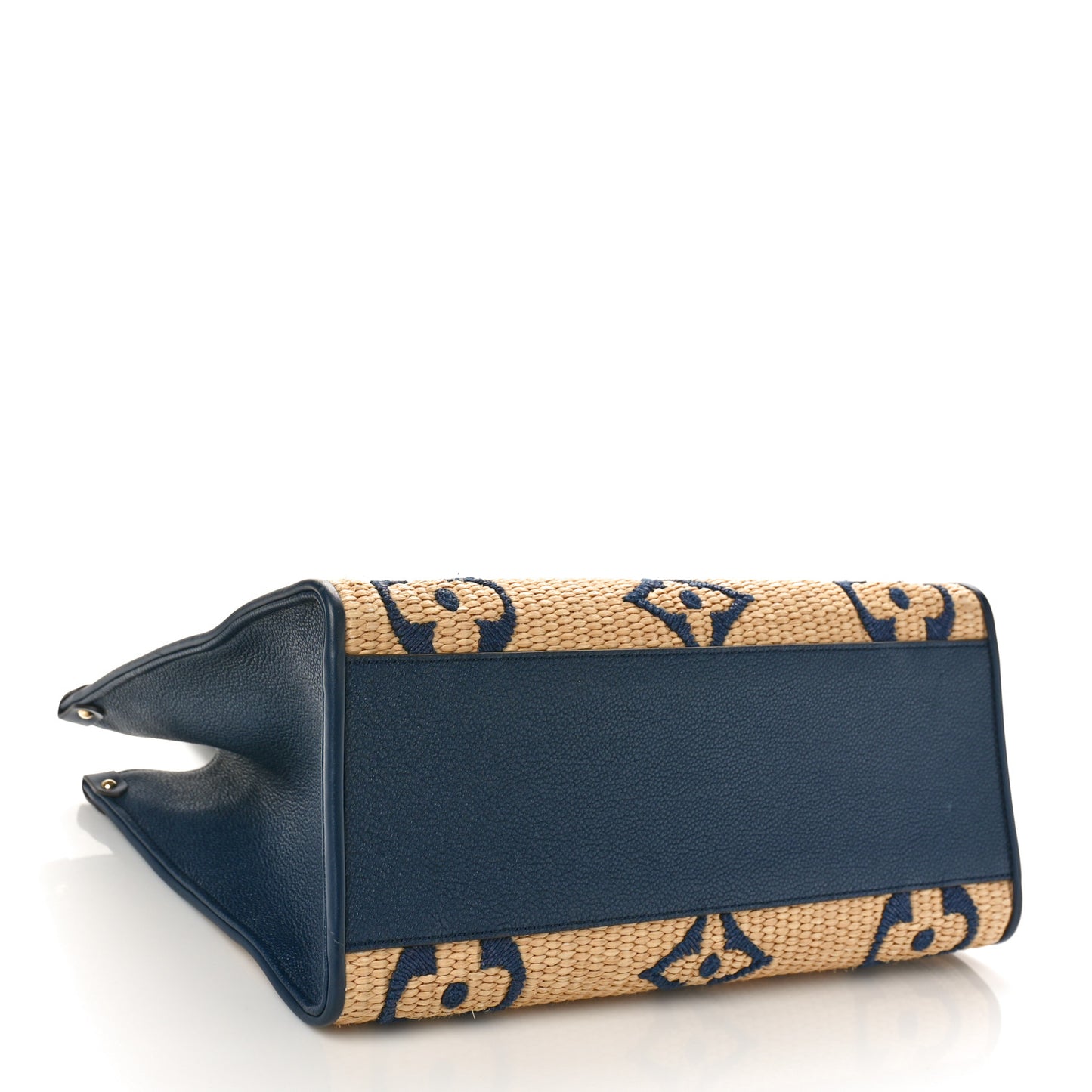 Raffia Calfskin Monogram Giant Onthego MM Blue
