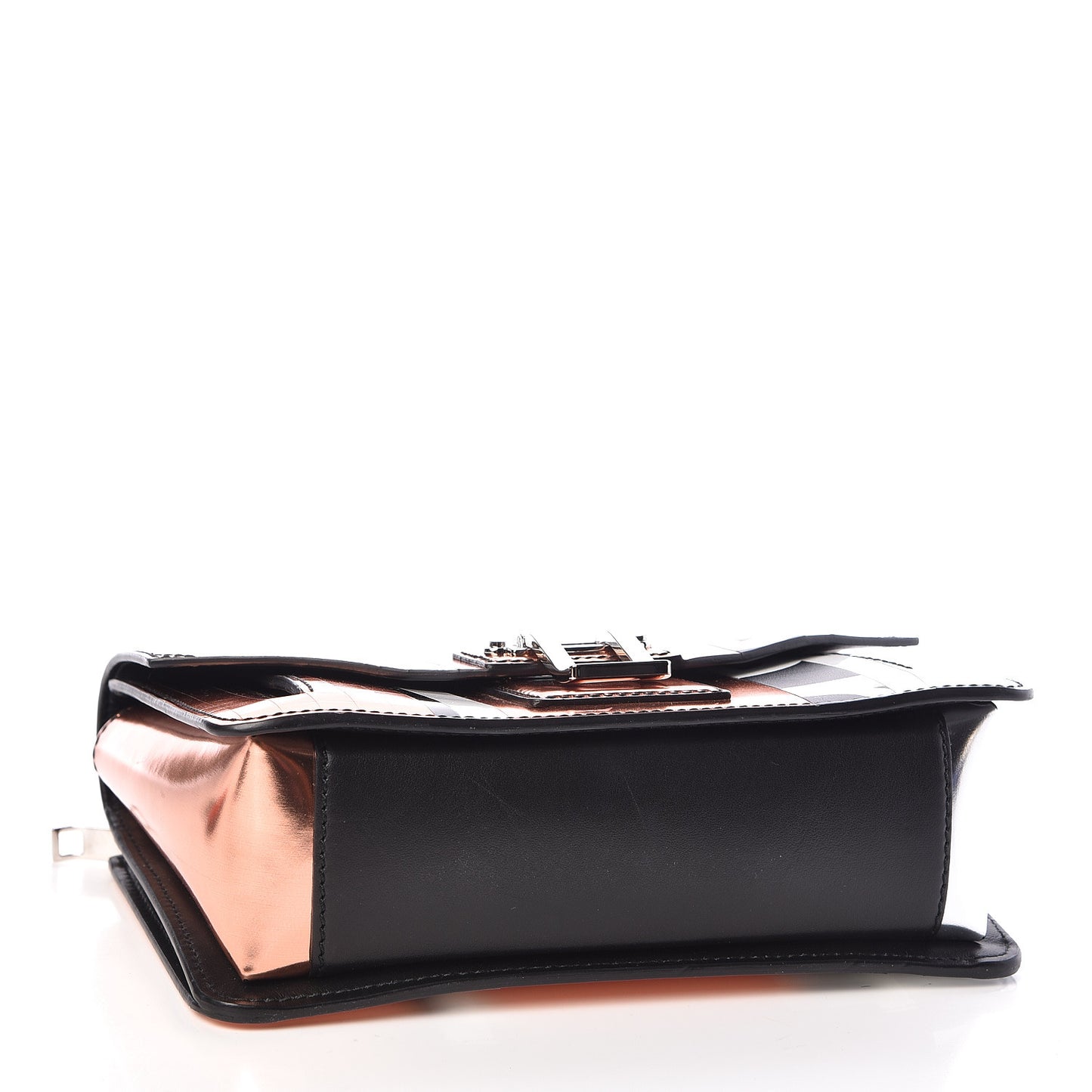 Metallic Calfskin Hava Patchwork Shoulder Bag Copper