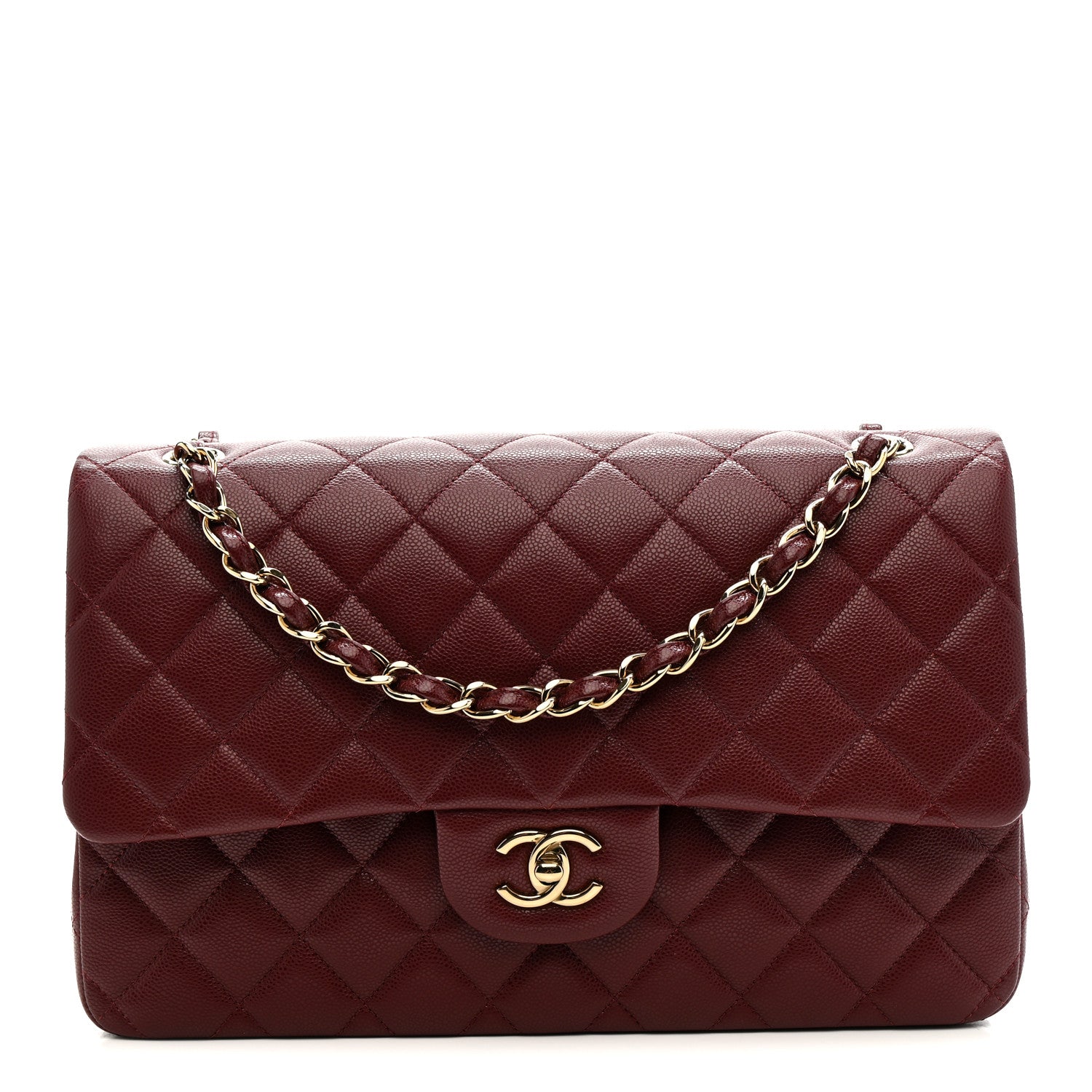 Chanel Caviar Quilted Jumbo Double Flap Burgundy 2 of 25