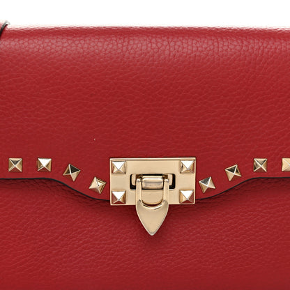 Valentino Garavani Pebbled Calfskin Medium Rockstud Flip Lock Crossbody Bag Rouge Pur 7 of 11