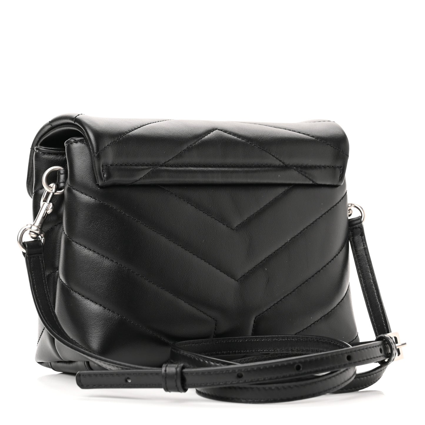 Calfskin Y Quilted Monogram Toy Loulou Crossbody Bag Black