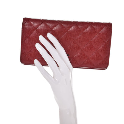 Chanel Caviar Quilted Yen Wallet Red 1 of 9