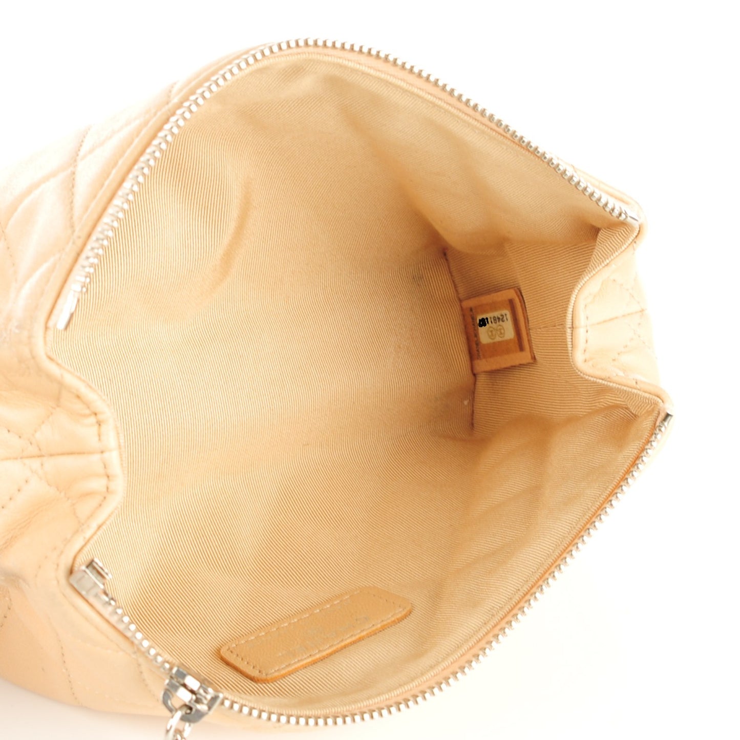 Lambskin Quilted Cosmetic Case Beige
