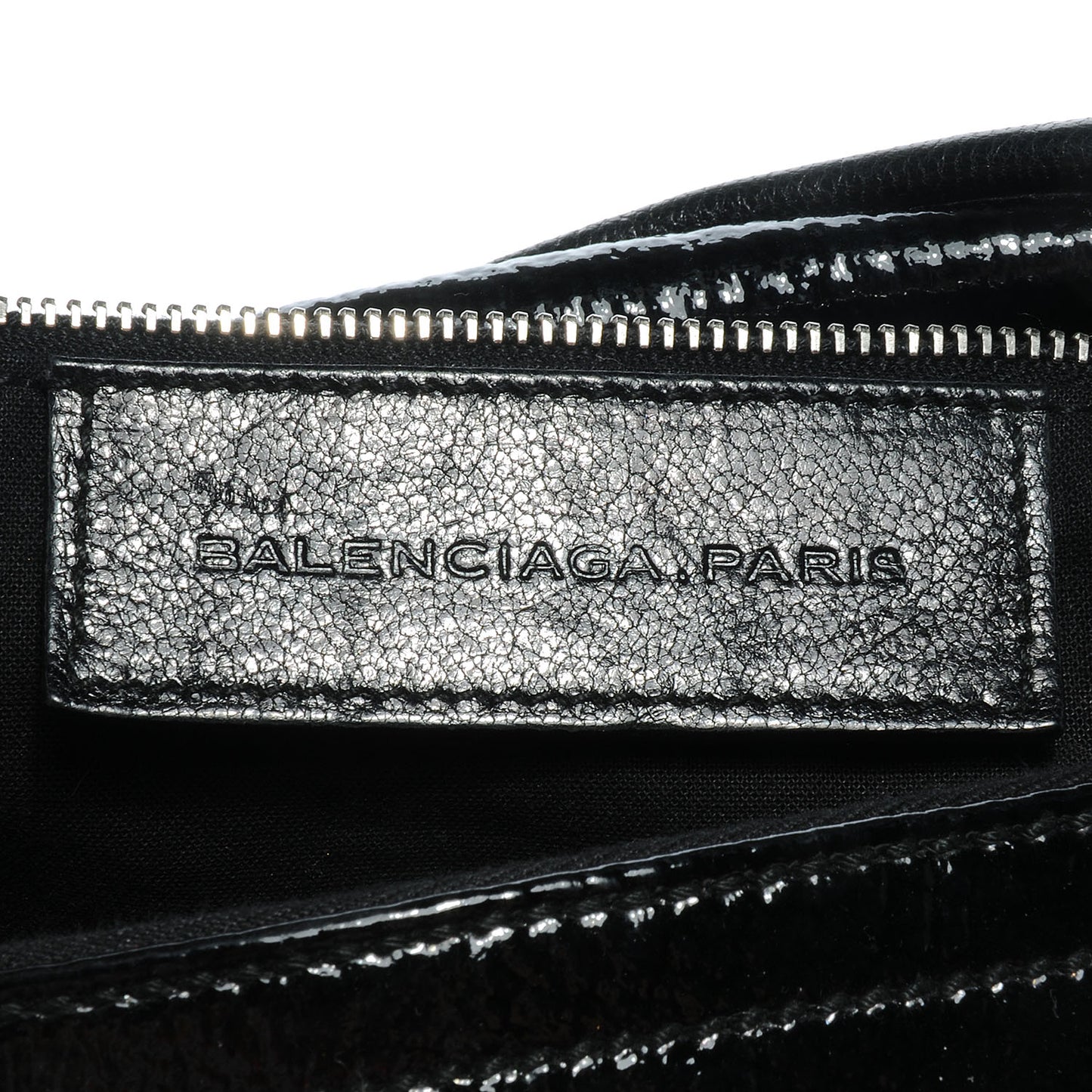 Leather Embossed Logo Satchel Black