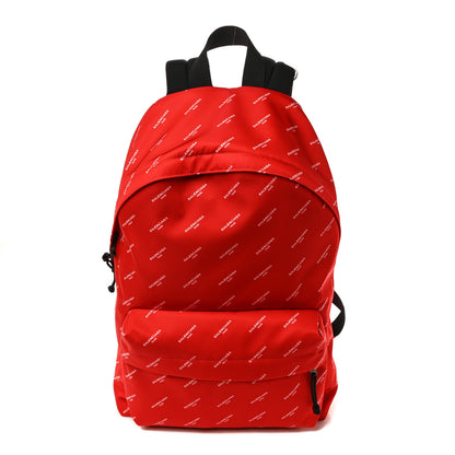Balenciaga Twill Nylon Allover Logo Print Explorer Backpack Rouge Vermillion White 1 of 9