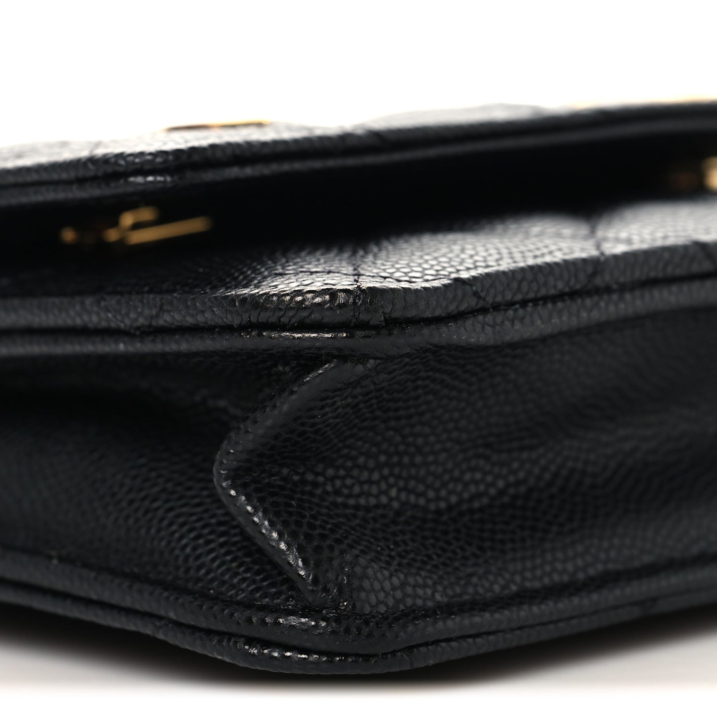 Caviar Quilted Enamel Coco Casino Wallet On Chain WOC Black