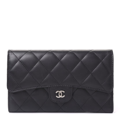 Chanel Lambskin Quilted Large Flap Wallet Black 1 of 11