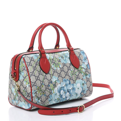 Gucci GG Supreme Monogram Blooms Small Boston Beige Blue Navy Hibiscus Red 4 of 10