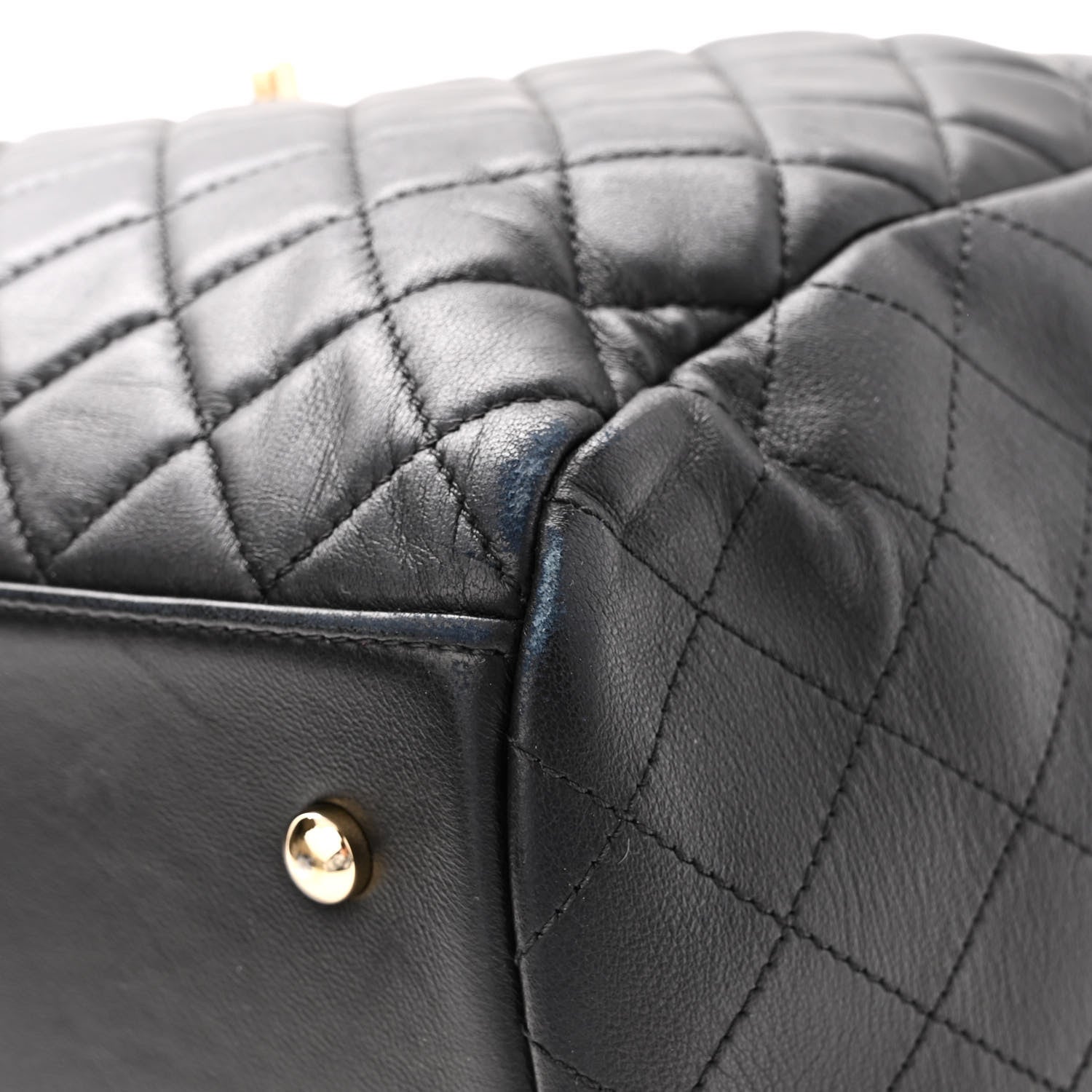 Chanel Lambskin Quilted Large Drawstring Bag Black 11 of 13