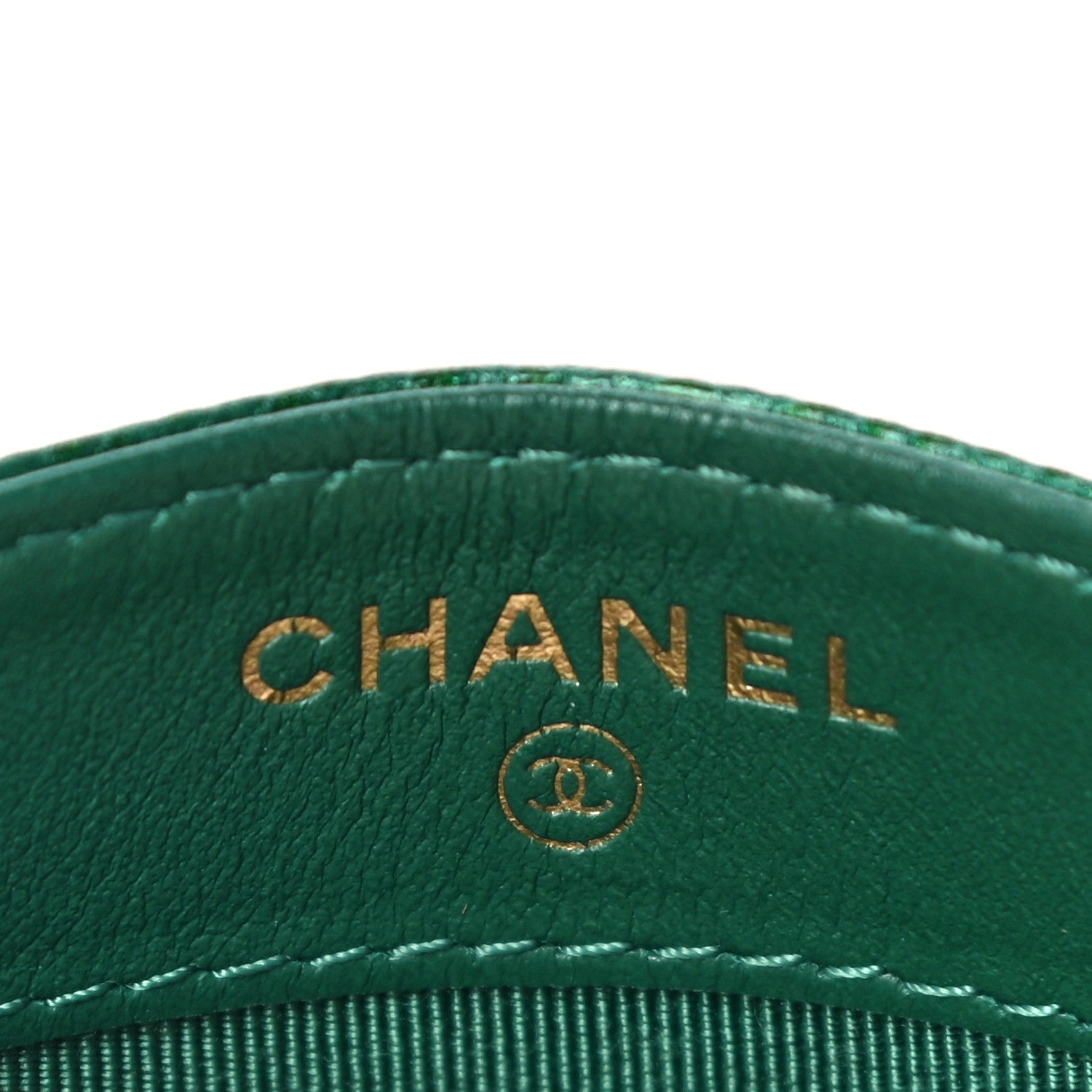Chanel Metallic Caviar Quilted Card Holder Green 6 of 12
