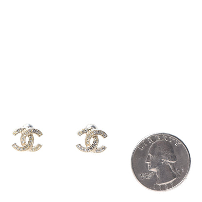 Chanel Crystal Timeless CC Earrings Light Gold 2 of 4