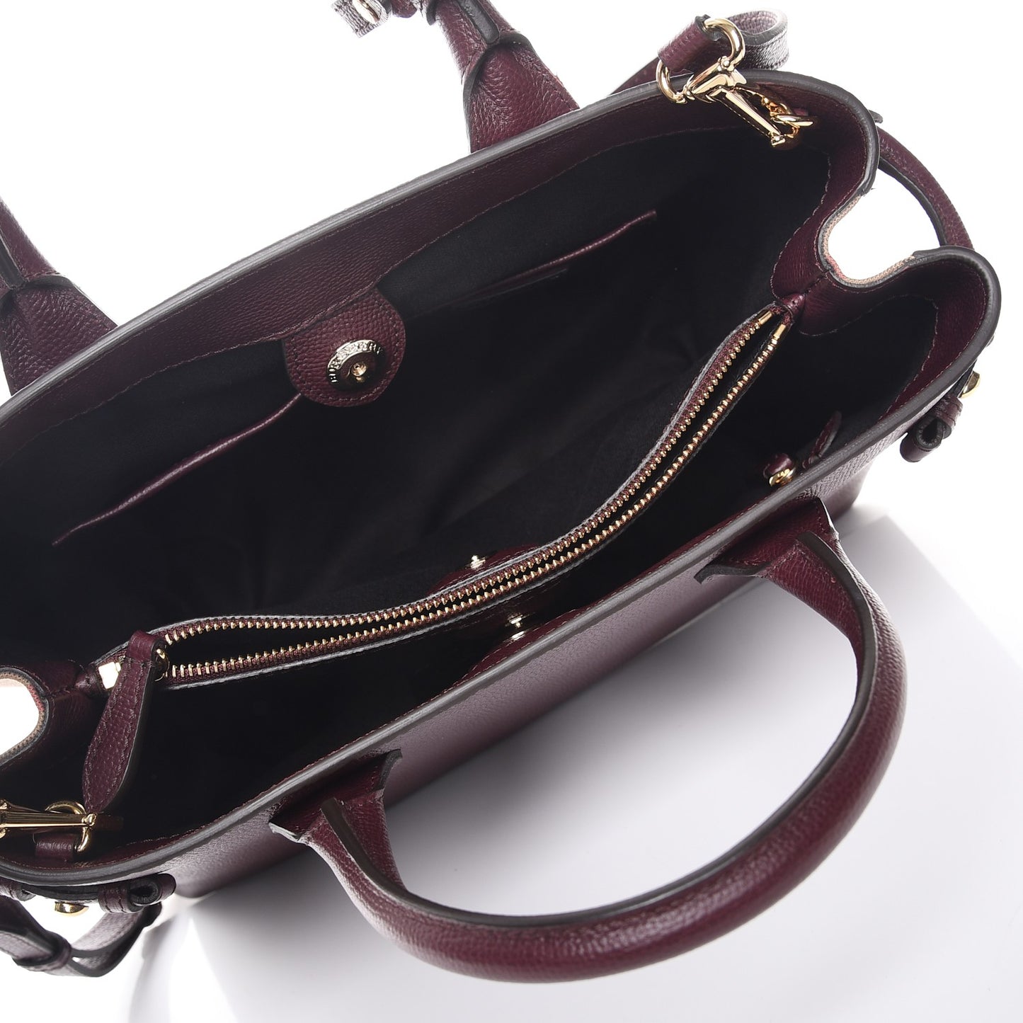 Grainy Calfskin House Check Medium Banner Tote Mahogany Red