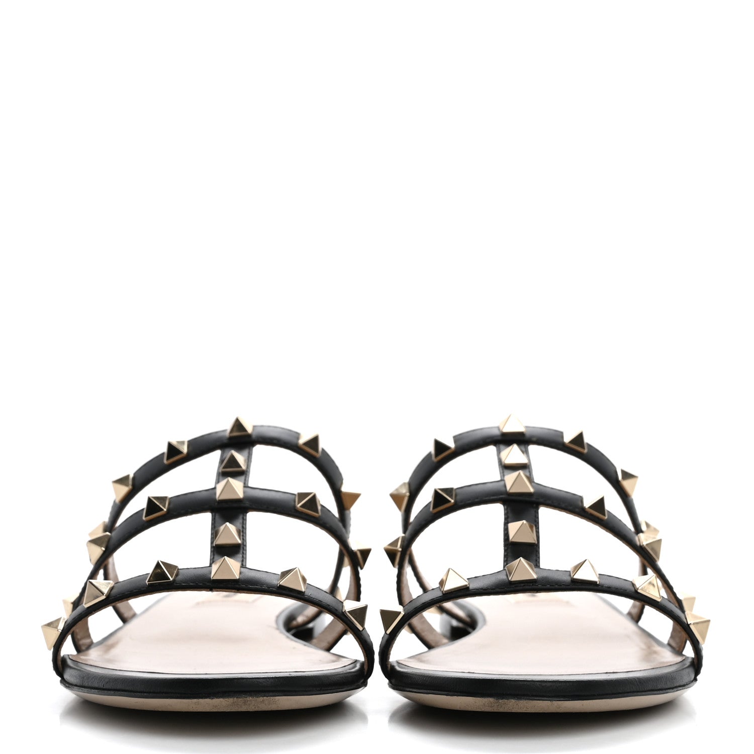 Valentino Garavani Nappa Rockstud Caged Flat Slide Sandals 38.5 Black 3 of 10